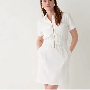 J. Crew Women's Zip-Front Chino Cinched Waist Dress White Size 22